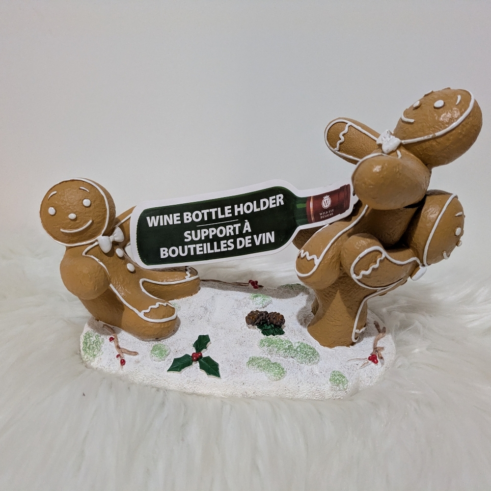 Gingerbread Men Wine Bottle Holder Fun Festive Holiday Decor Nwt*